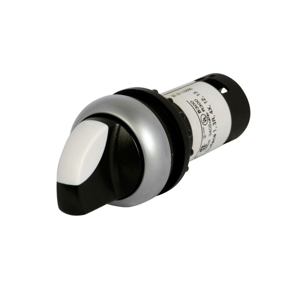C22-WRK-K11 Compact Heavy Duty Non-Illuminated Selector Switch, 22.5 mm, 1NO-1NC Contact, Black/White