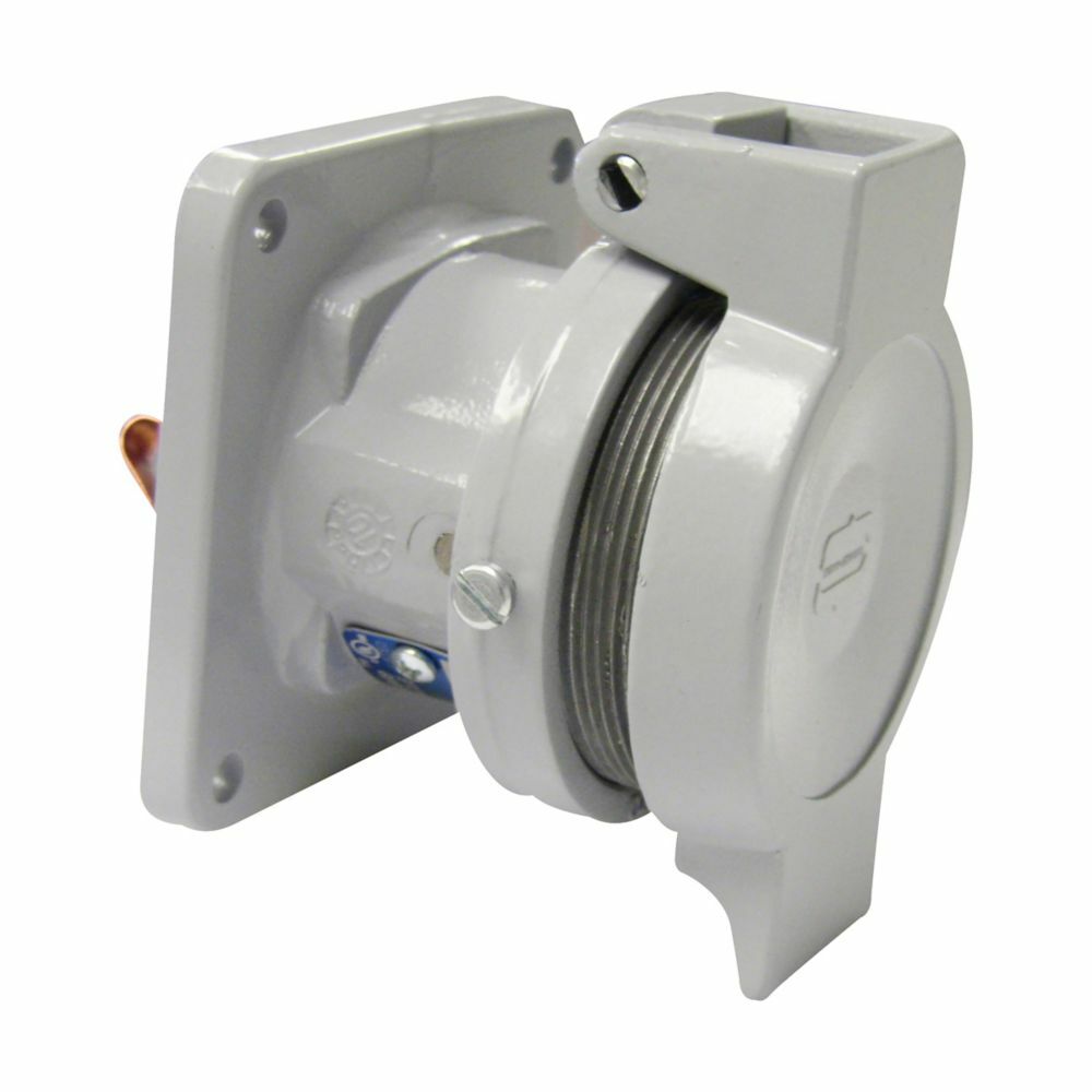 CDR6023 Grounding Style 2 Lockout Watertight Receptacle, 600 VAC/250 VDC, 60 A, 3 Poles, 2 Wires