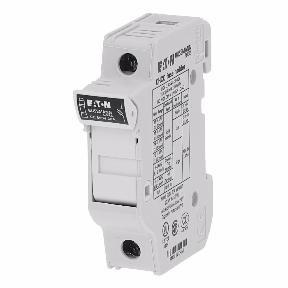 CHCC1DU Finger Safe Modular Fuse Holder, 48 V DC, 30 A, 18 to 4 AWG Wire, 1 Pole