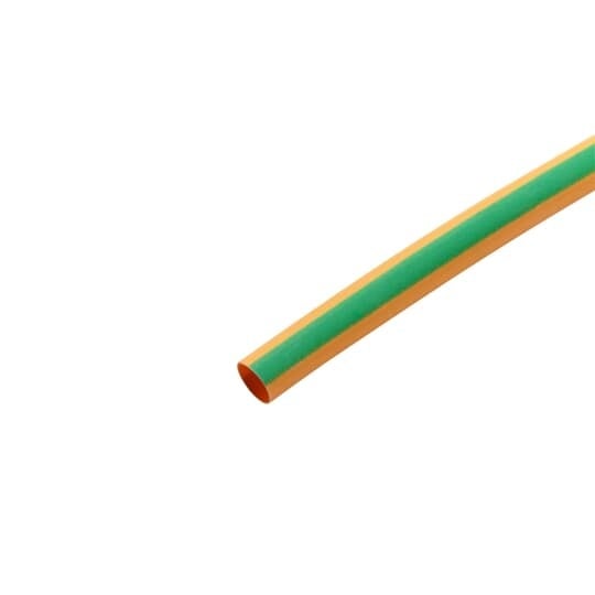 CPO187-S-A Shrink-Kon Flame-Retardant Non-Lined Heat Shrink Tubing, 0.18 in ID Expanded, 0.09 in ID Recovered, 0.02 in THK Wall Recovered, 4 ft L, Polyolefin, Green/Yellow
