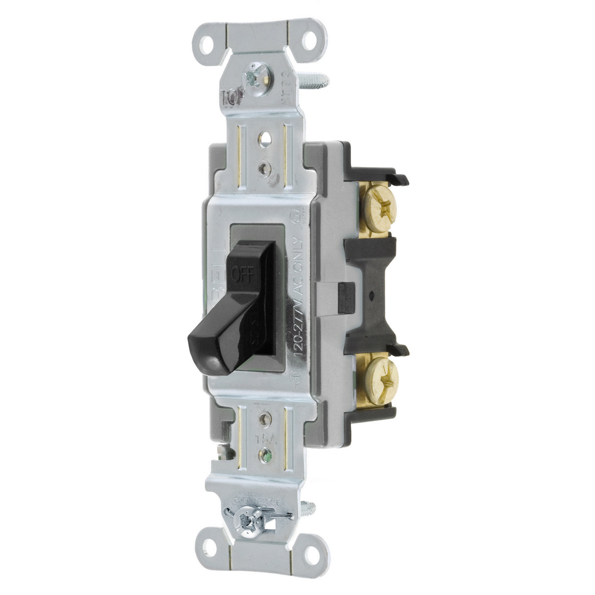 CS115BK 2-Position Specification/Commercial Grade Standard Toggle Switch, 120 to 277 V AC, 15 A, 4155 W Power Rating, 2-Position Contact