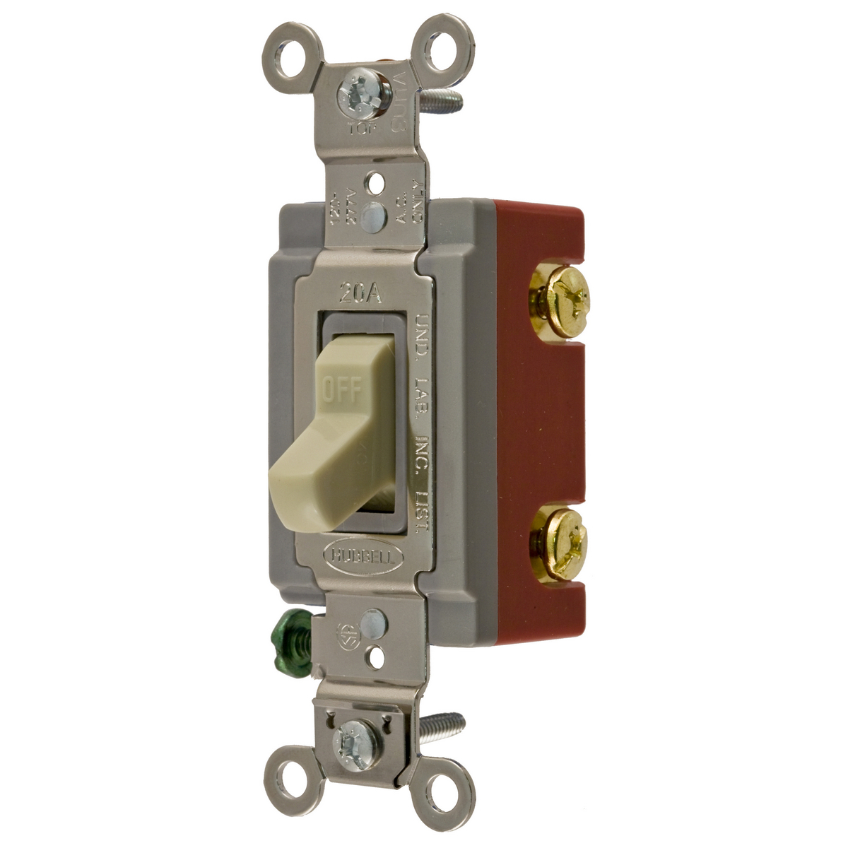 CS1222IU Construction 2-Position Heavy Duty Specification/Commercial Grade Standard Toggle Switch, 120/277 V, 20 A, 5540 W Power Rating, 2-Position Contact
