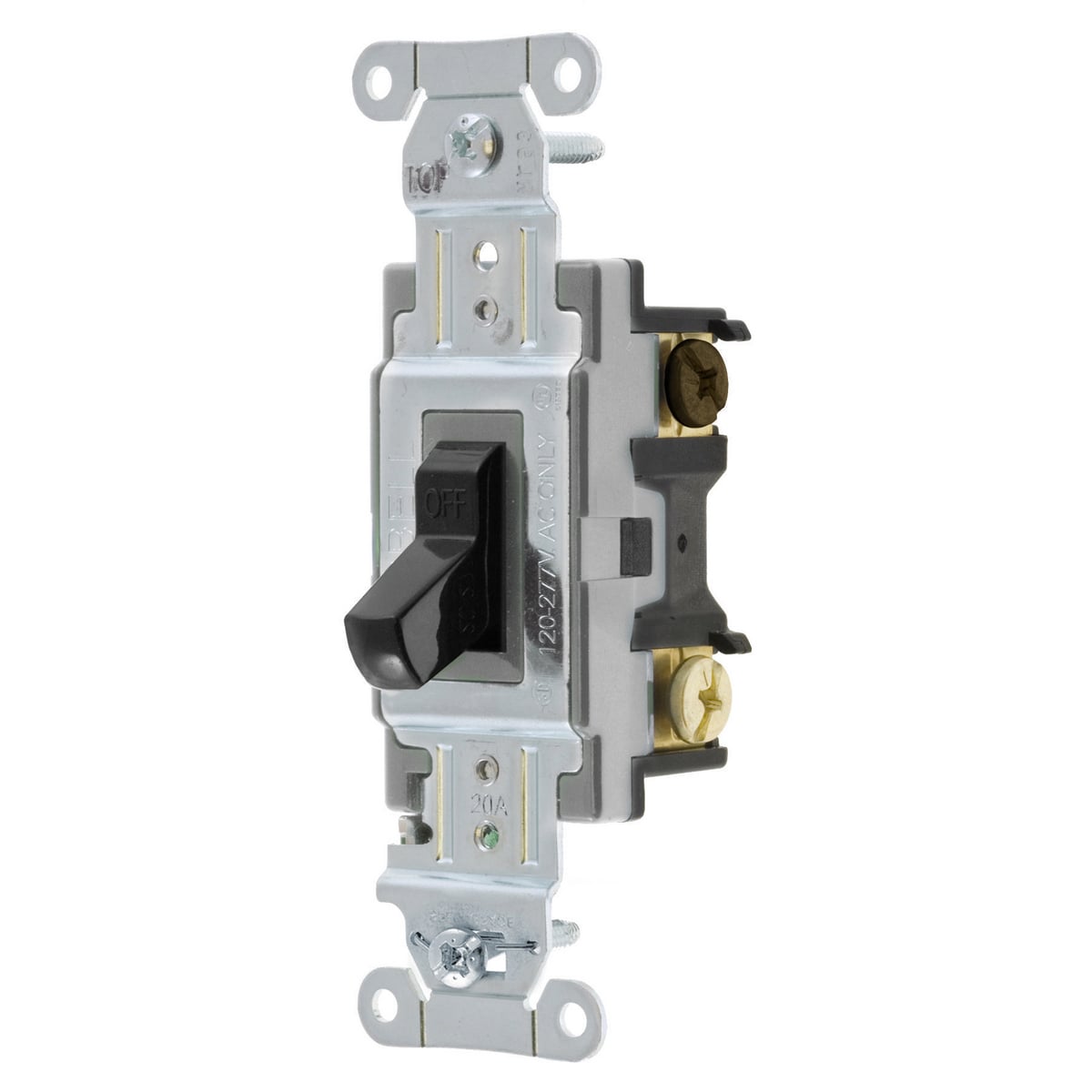 CS320BK 3-Way 2-Position Specification/Commercial Grade Standard Toggle Switch, 120 to 277 V AC, 20 A, 5540 W Power Rating, 2-Position Contact