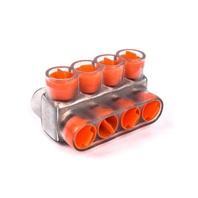 CSB-350-4 Homac 2-Way 4-Outlet Dual Rated Encapsulated Multi-Tap Cable Block, Stranded Aluminum/Copper Conductor, Aluminum