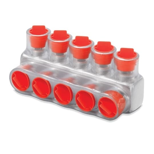 CSB-4-5-S Homac 1-Way 5-Outlet Dual Rated Encapsulated Multi-Tap Cable Block, Stranded Aluminum/Copper Conductor, Aluminum