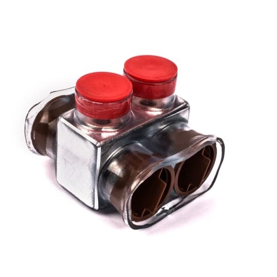 CSB-750-2-S Homac 1-Way 2-Outlet Dual Rated Encapsulated Multi-Tap Cable Block, Stranded Aluminum/Copper Conductor, 1/0 AWG to 750 kcmil Run/Main, Aluminum
