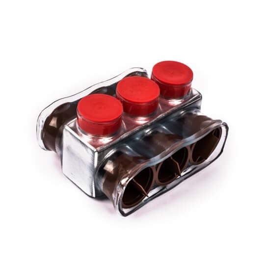 CSB-750-3 Homac 2-Way 3-Outlet Dual Rated Encapsulated Multi-Tap Cable Block, Aluminum/Copper Conductor, Aluminum