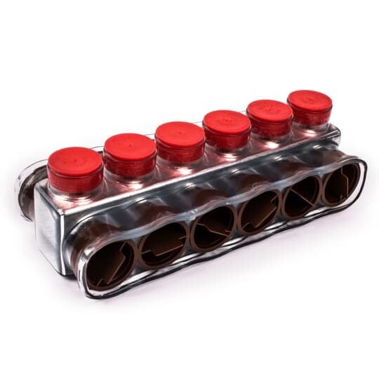 CSB-750-6 Homac 2-Way 6-Outlet Dual Rated Encapsulated Multi-Tap Cable Block, Aluminum/Copper Conductor, Aluminum