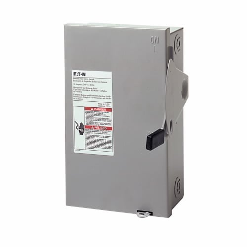 DG321NGBLORED Cartridge Fusible General Duty Safety Switch With Neutral, 240 V AC, 30 A, 3 Poles
