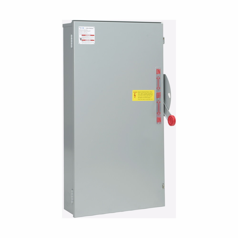 DT364NRK Heavy Duty Fusible Double Throw Safety Switch With Solid Neutral, 600 V AC, 200 A, 3 Form C 3PDT Contact, 3 Poles