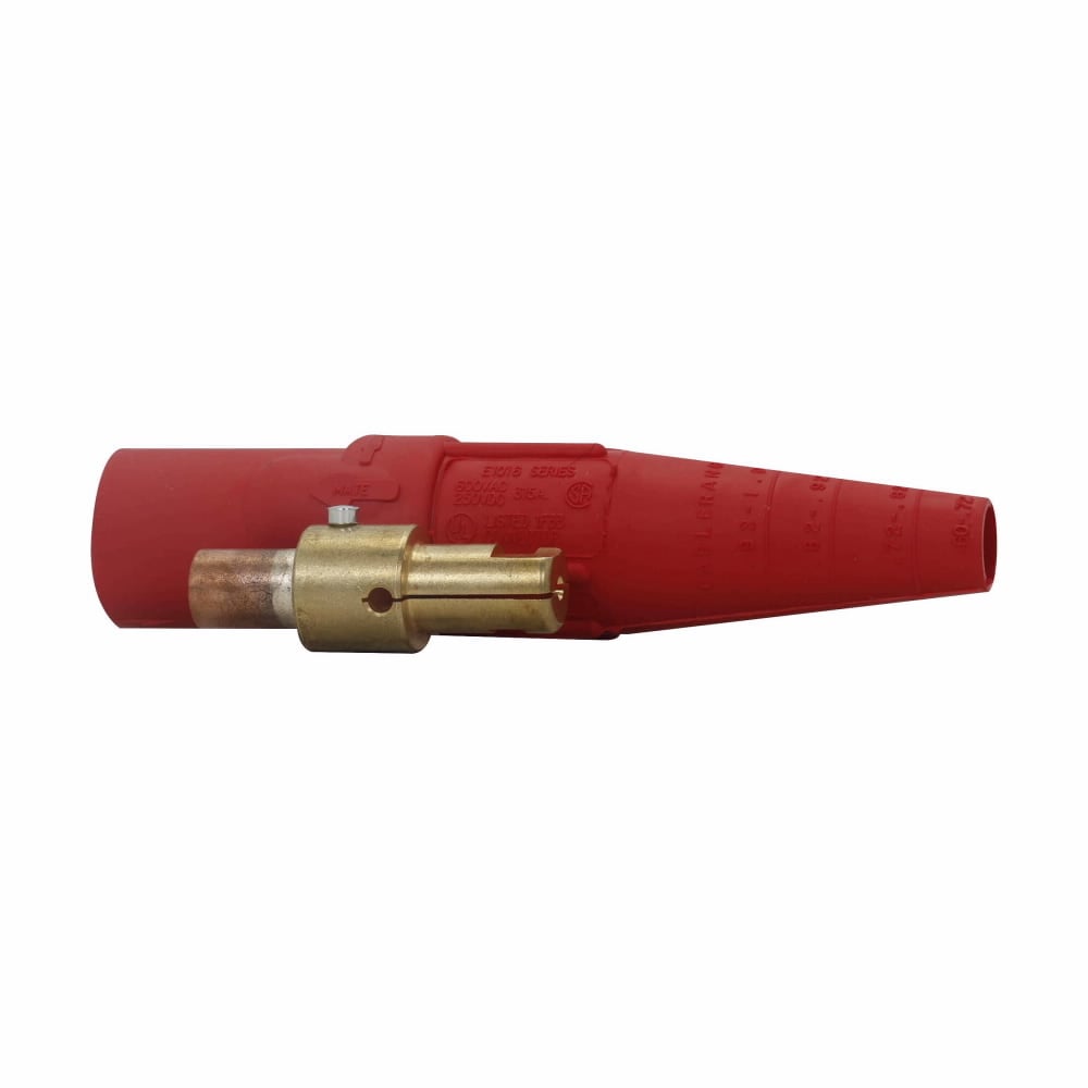 E1016-8020 Cam-Lok J Series 1-Pole Non-Vulcanized Male Plug, 600 VAC/VDC, 235 A, 1/0 to 2/0 AWG Wire, Crimp Connection, NEMA 3R/4 NEMA Rating