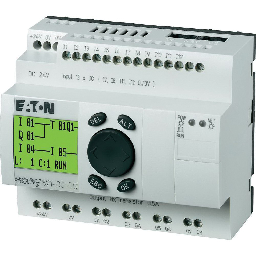 EASY821-DC-TC EASY800 Programmable Relay, 24 V DC Supply, 12 Inputs, 8 Outputs, Digital Input, Transistor Output