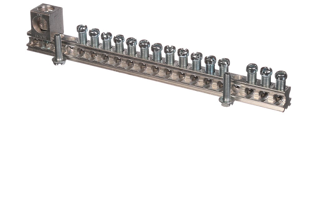 EC2GB152 Ground Bar Kit, 14 to 4 AWG, 15 Terminals, For Use With ES and PL Load Center