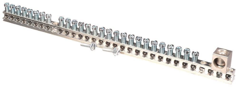 EC3GB21 Ground Bar Kit, 12-1/4 in L, 14 to 4 AWG Aluminum Conductor, 21 Terminals, For Use With ES/PL Load Center