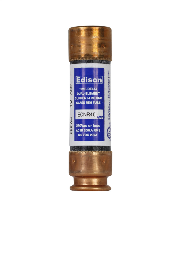 ECNR40 ECNR Current Limiting Time Delay Fuse, 40 A, 250 V AC/125 V DC, 200 kAIC Interrupt, Class: RK5, Cylindrical Body
