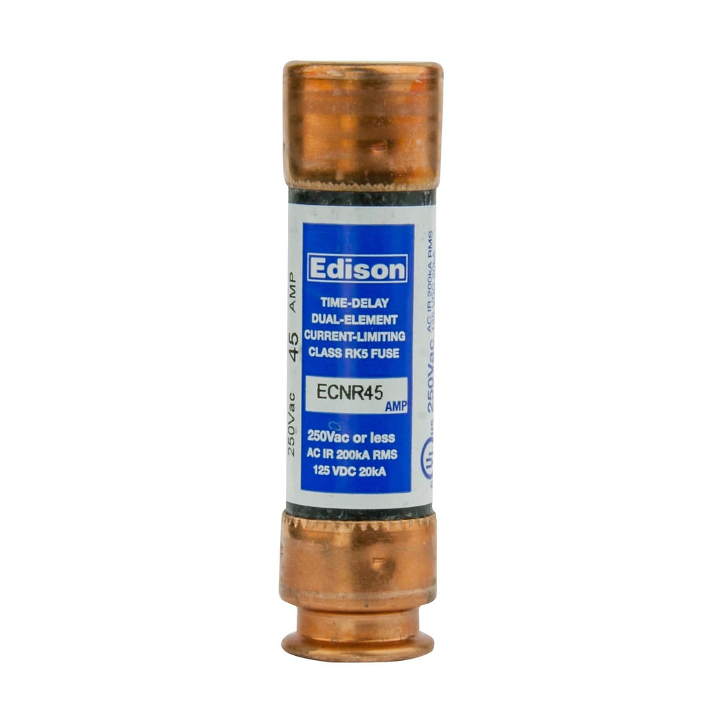 ECNR45 Current Limiting Time Delay Fuse, 45 A, 250 V AC/125 V DC, 200 kAIC Interrupt, RK5 Class