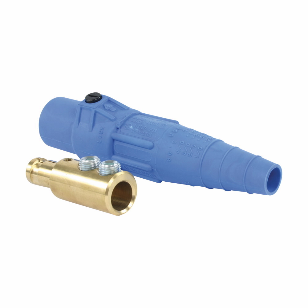 E-Z1016-8364 Cam-Lok J Series 1-Pole Non-Vulcanized Male Plug, 600 VAC/VDC, 400 A, 2 to 4/0 AWG Wire, Double Setscrew Connection, NEMA 3R/4 NEMA Rating