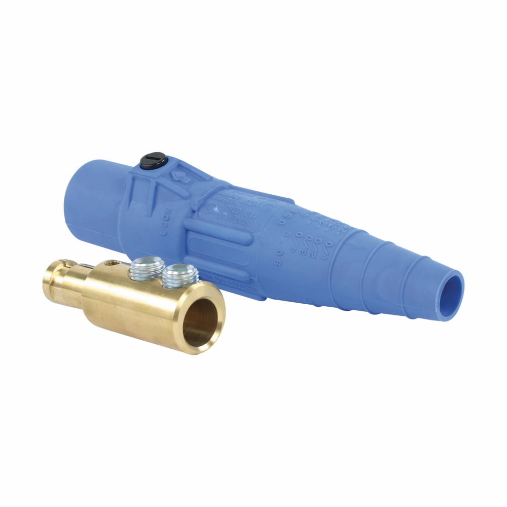 E-Z1016-8366 Cam-Lok J Series 1-Pole Non-Vulcanized Male Plug, 600 VAC/VDC, 400 A, 2 to 4/0 AWG Wire, Double Setscrew Connection, NEMA 3R/4 NEMA Rating
