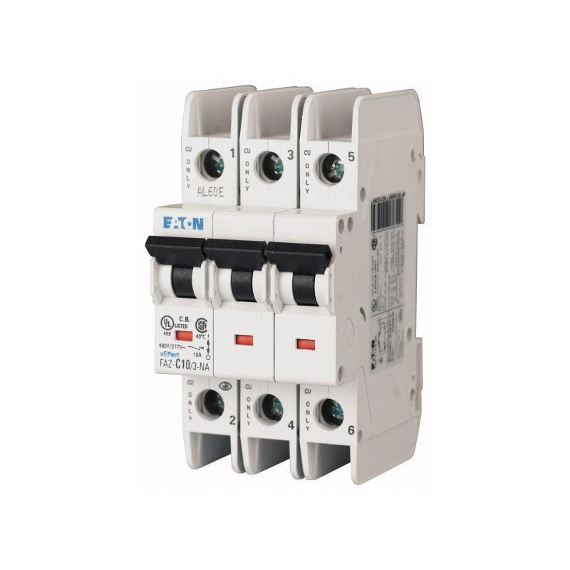 FAZ-D50/3 Current Limiting Supplementary Protector, 480Y/277 VAC, 96 VDC, 50 A, 10 kA Interrupt, 3 Poles, Thermal Magnetic Trip
