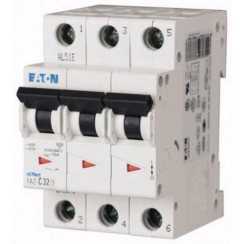 FAZ-Z32/3 Supplementary Protector, 480Y/277 V AC, 32 A, 7.5/10 kA Interrupt, 3 Poles, Thermal Magnetic Trip