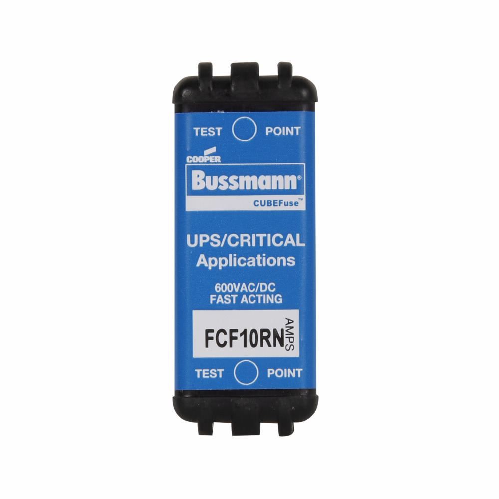 FCF10RN CUBEFuse Fast Acting Current Limiting Finger Safe Non-Indicating Fuse, 10 A, 600 V AC/DC, 50/300 kA Interrupt, Class: CF, Square Blade Body