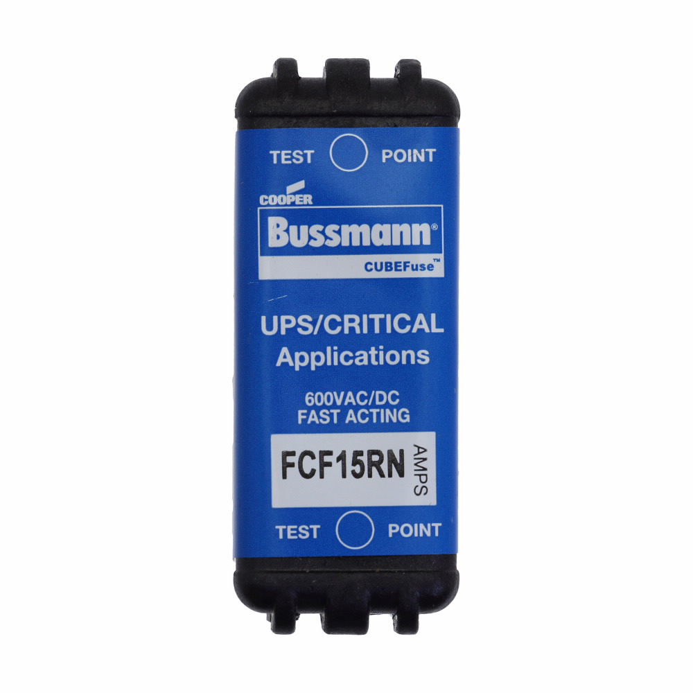 FCF15RN CUBEFuse Fast Acting Current Limiting Finger Safe Non-Indicating Fuse, 15 A, 600 V AC/DC, 50/300 kA Interrupt, Class: CF, Square Blade Body