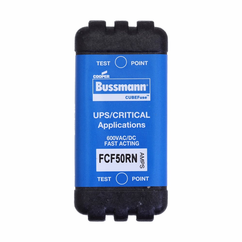FCF50RN CUBEFuse Fast Acting Current Limiting Finger Safe Low Voltage Fuse, 50 A, 600 V AC/DC, 50/300 kA Interrupt, Class: CF, Rectangular Body