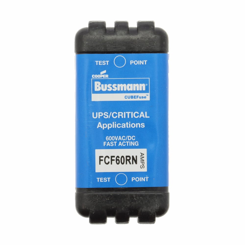 FCF60RN CUBEFuse Fast Acting Current Limiting Finger Safe Low Voltage Fuse, 60 A, 600 V AC/DC, 50/300 kA Interrupt, Class: CF, Rectangular Body