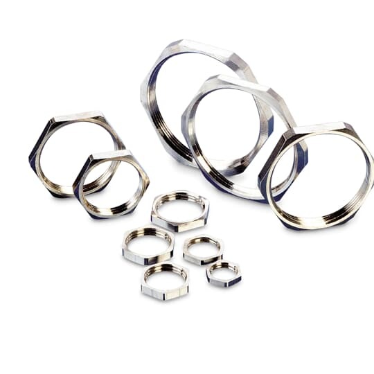 GMM-13 PMA Hexagonal Conduit Locknut, PG13, For Use With Flexible Conduit, Brass, Nickel Plated