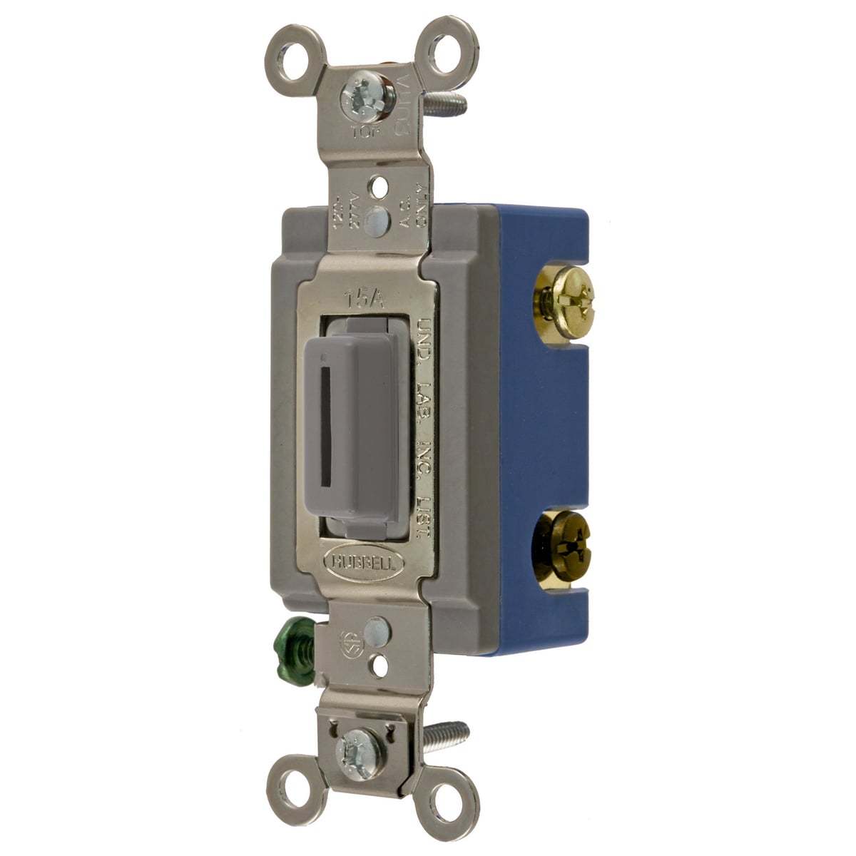 HBL1203LG 3-Way Extra Heavy Duty General Purpose Standard Locking Switch With Key, 120 to 277 VAC, 15 A, 4155 W Power Rating, 2-Position Contact