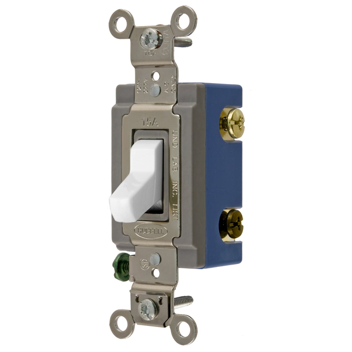 HBL1204W 4-Way Extra Heavy Duty Industrial Grade Locking Standard AC Toggle Switch, 120 to 277 V AC, 15 A, 4155 W Power Rating, 2-Position Contact