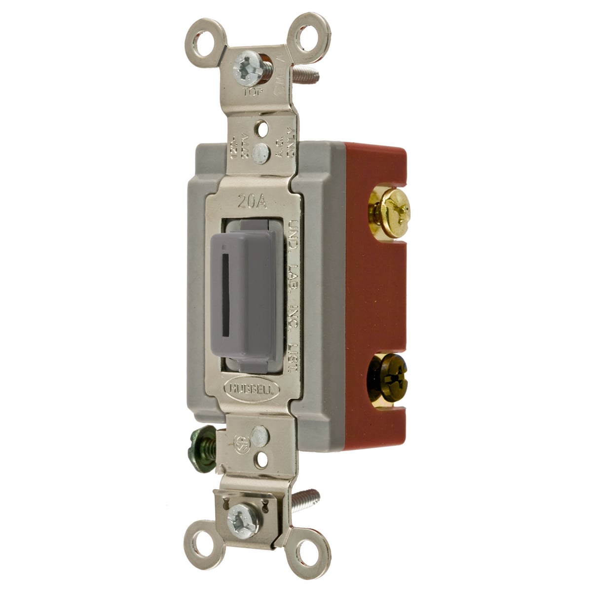 HBL1224LG 4-Way Extra Heavy Duty Industrial Grade Locking Standard AC Keylock Switch, 120 to 277 VAC, 20 A, 5540 W Power Rating, 2-Position Contact