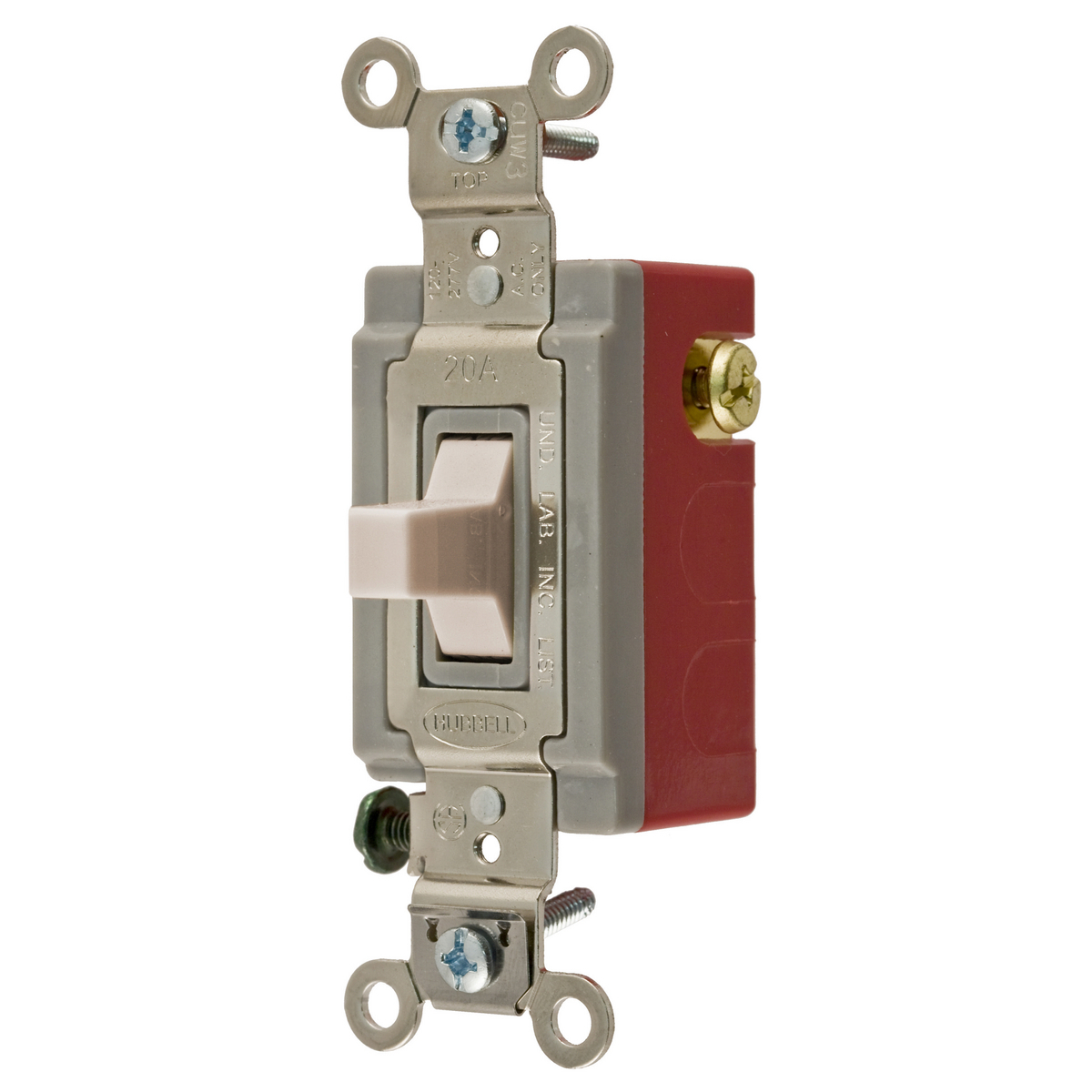 HBL1557LA 3-Position Extra Heavy Duty Industrial/Specification Grade Standard Toggle Switch, 120 to 277 VAC, 20 A, 5540 W Power Rating