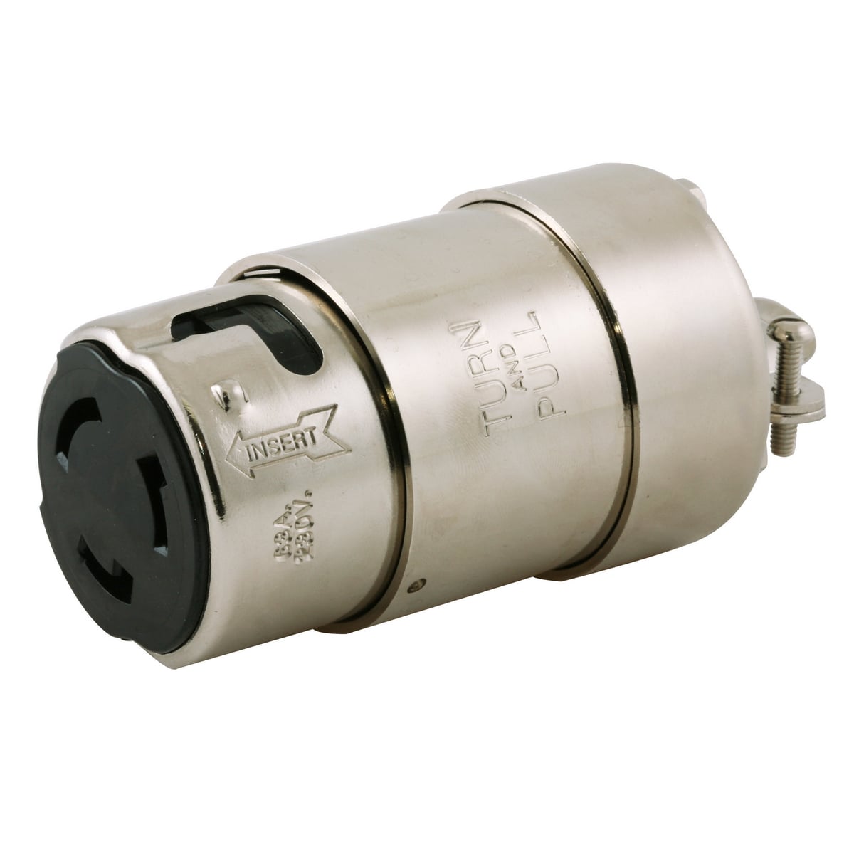 HBL363CRC 1-Phase Heavy Duty Isolated Grounding Standard Sized Weatherproof Watertight Cord Mount Female Connector, 230 V AC, 63 A, 2 Poles, 3 Wires, Yellow