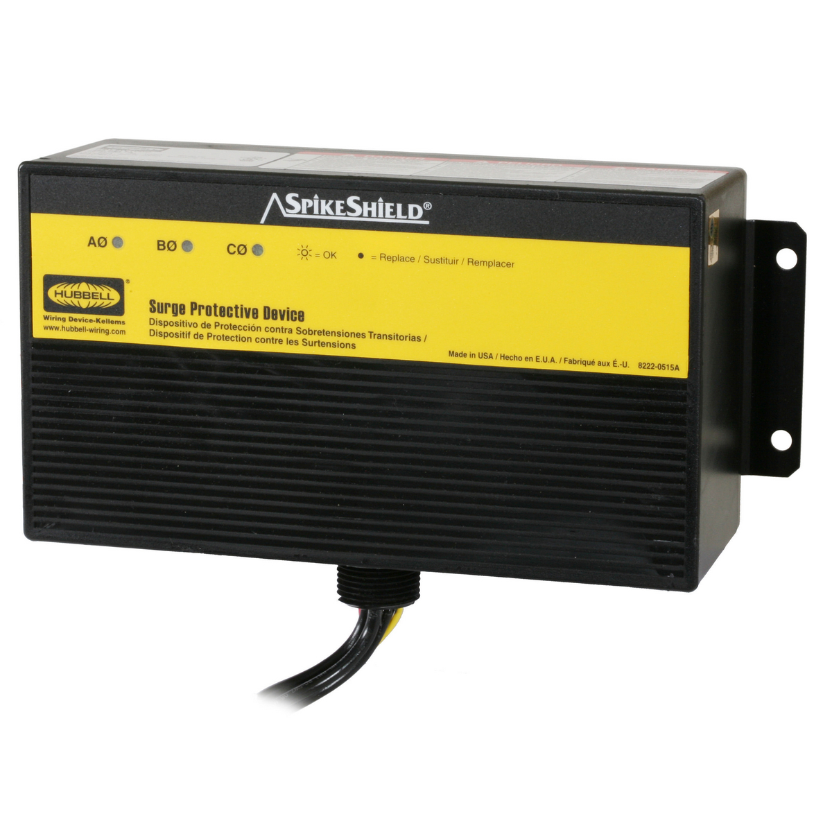 HBL6W100C Type 2 SPD Wired-In Surge Panel Protector, Electrical Ratings: 120/240 Delta V AC, 60 Hz, 3 Phase, 10 AWG Wire