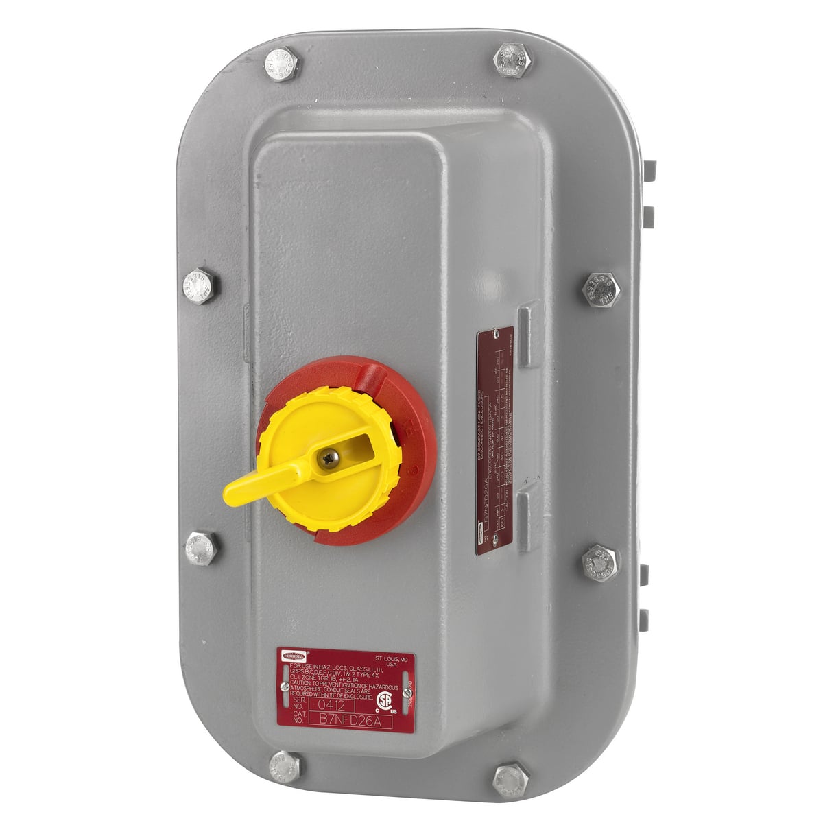 HBLB7NFD26AA 2-Position Complete Non-Fused Standard Hazardous Location Disconnect Switch, 600 V, 60 A, 40 hp, 3 Poles