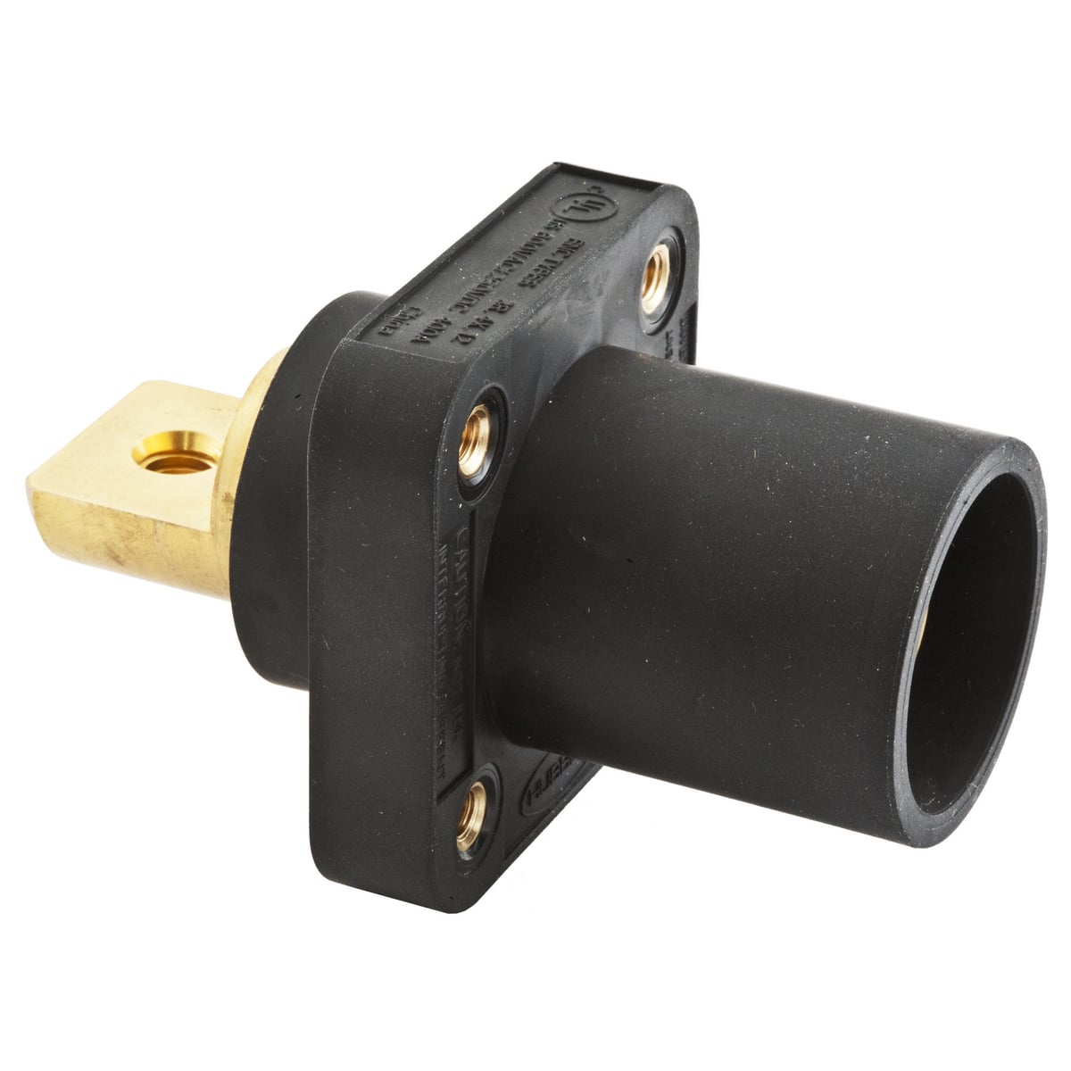 HBLMRBBK 16 Series 1-Pole Heavy Duty Industrial Grade Male Standard Single Pole Bus Receptacle With 300/400 A Plug, 600 V AC/250 V DC, 400 A, 4 to 4/0 AWG Wire, Screw Terminal Connection