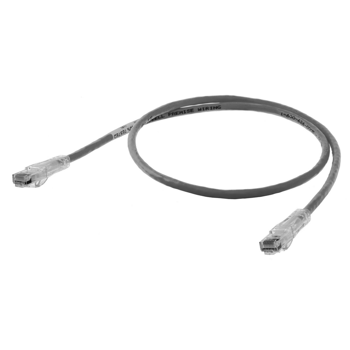 HC6GY07 Slim CM Rated Standard Patch Cord, Cat 6, (8) 24 AWG UTP Stranded Copper Conductor, RJ45 Plug Connector, 7 ft L Cord