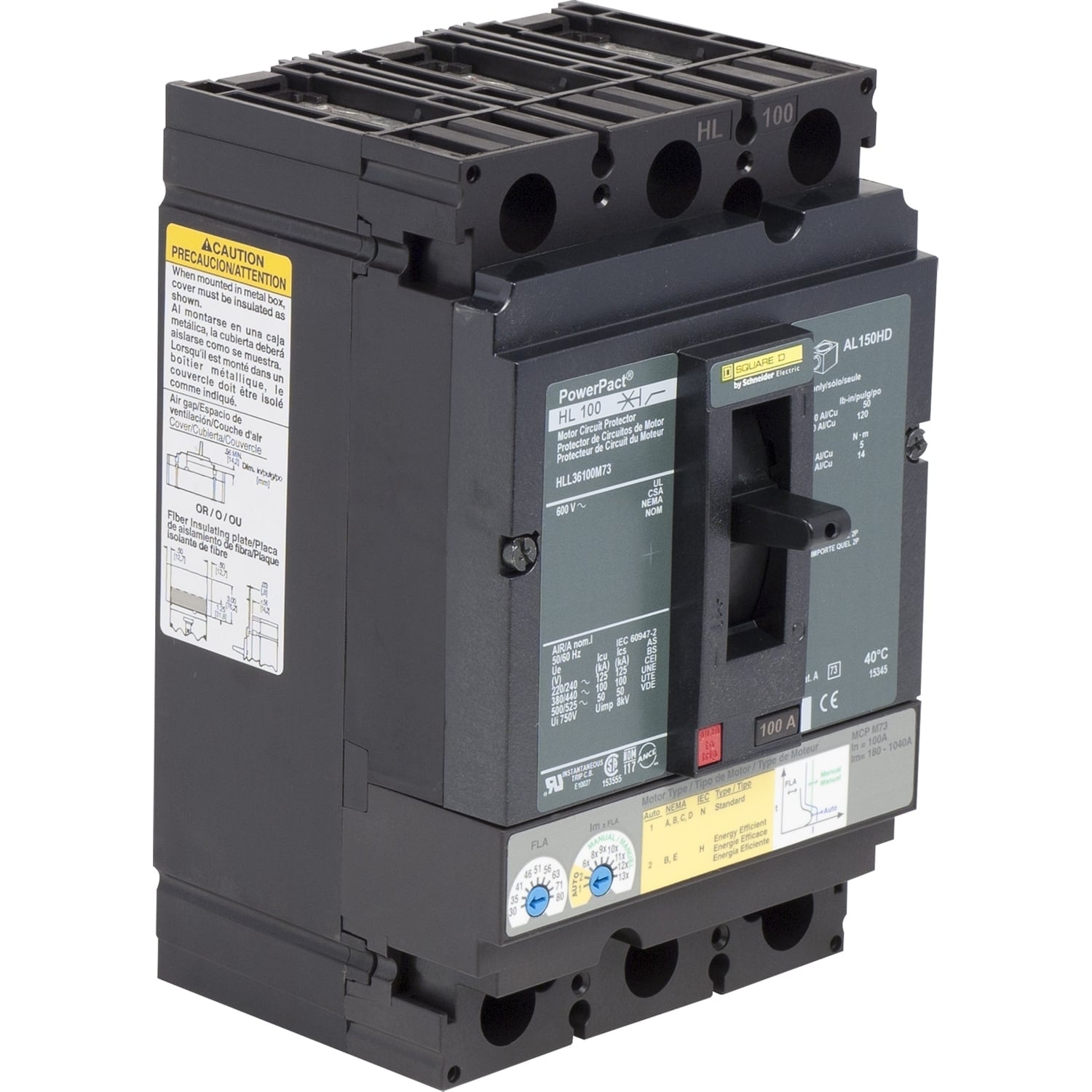 HLL36100M73 Motor Circuit Breaker, 100 Amp, 3 Pole, 600V