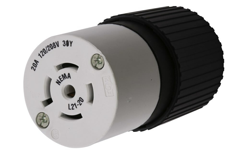 L2230C Female Locking Connector, 277/480 V AC, 30 A, 4 Poles, Black
