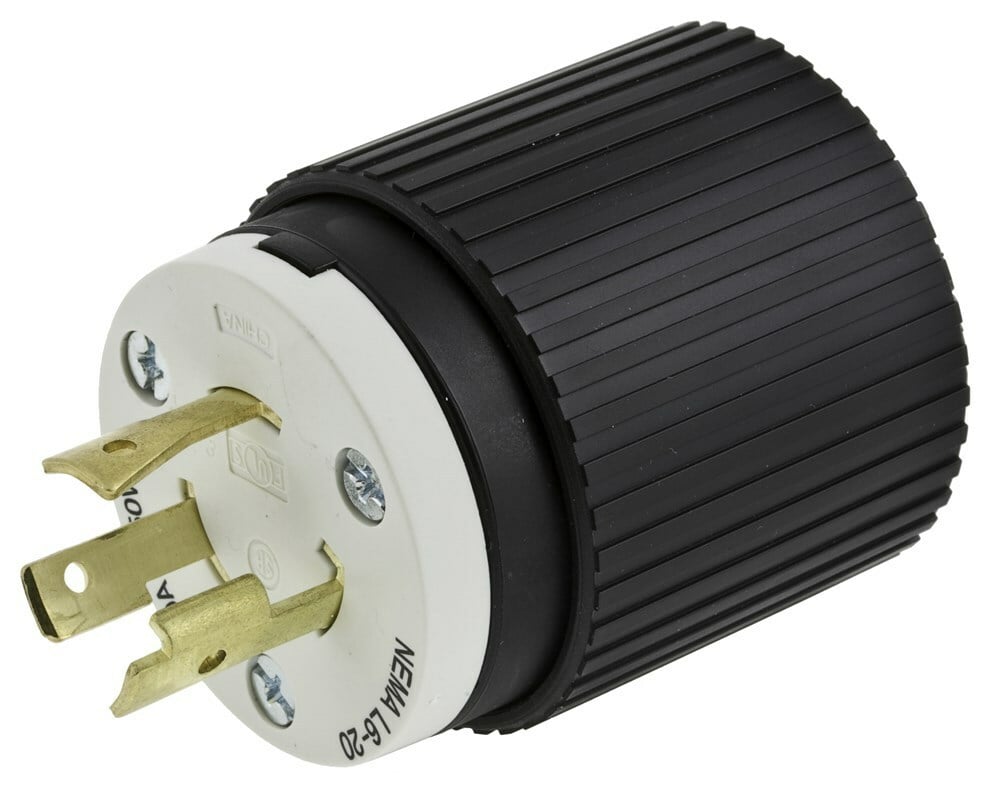 L630PBKM2 1-Phase Grounding Male Standard Cord Mount Locking Plug, 250 V AC, 30 A, 2 Poles, 3 Wires, Black