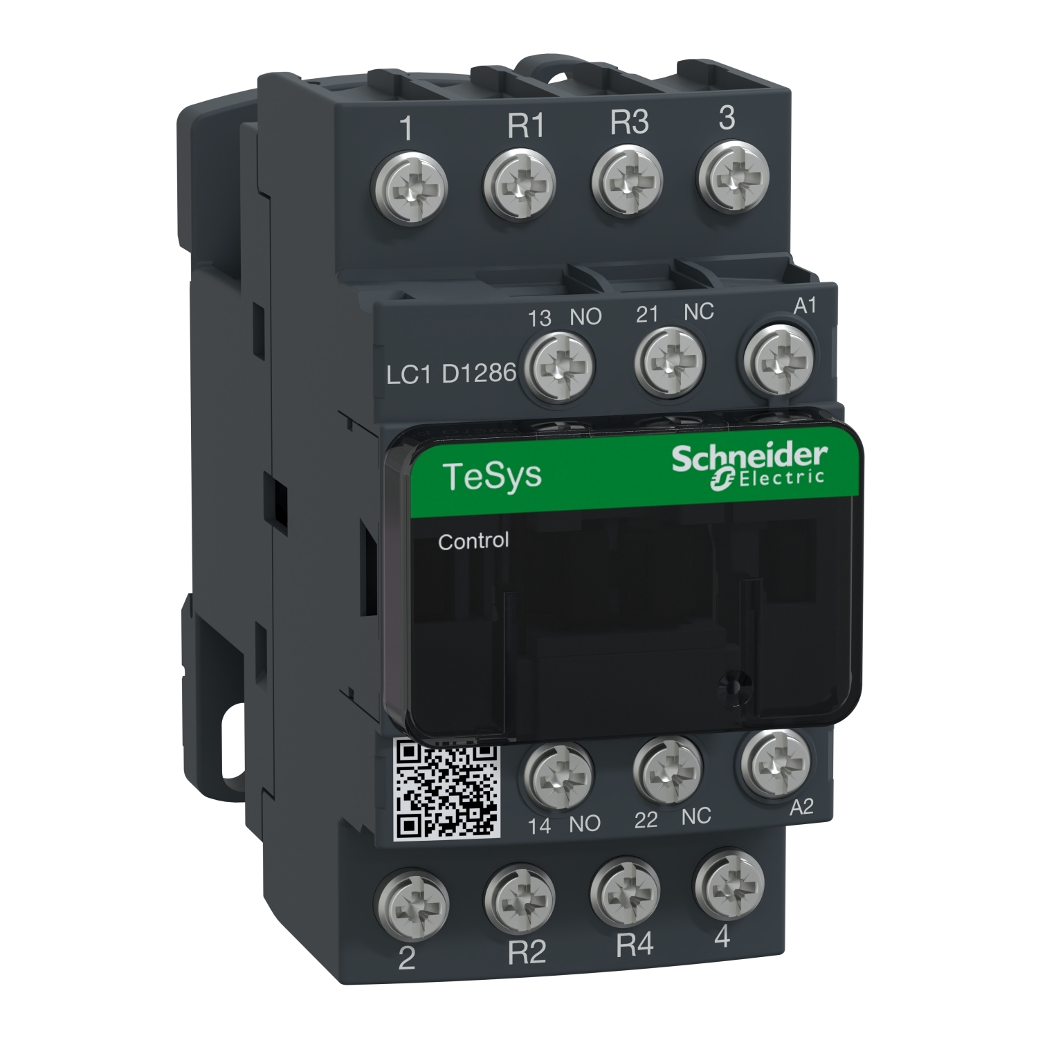 LC1D1286LE7 TeSys D Contactor With Safety Cover, 208 V AC V Coil, 25 A, 2NO Contact, 4 Poles