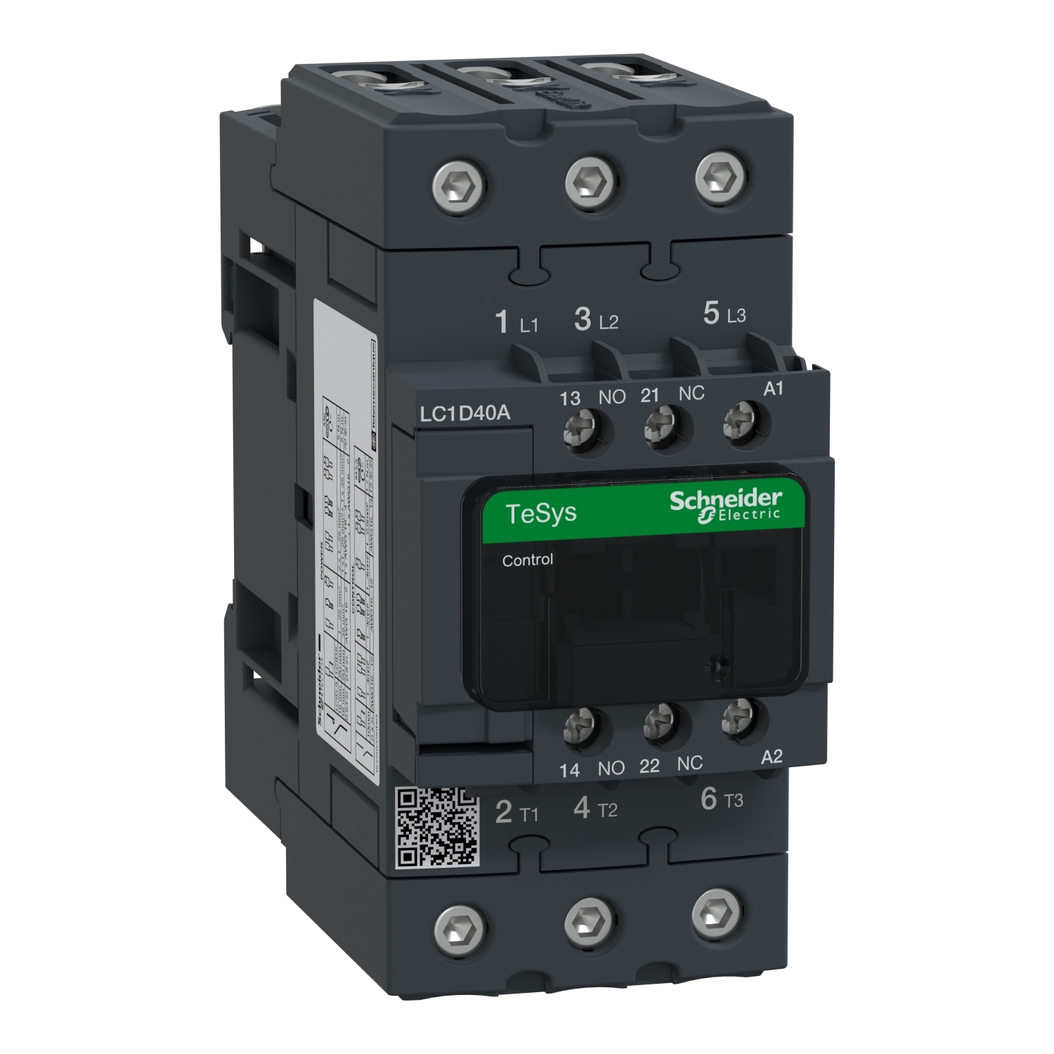 LC1D40AE7 TeSys D LC1D Non-Reversing IEC Contactor With Safety Cover, 48 V AC V Coil, 40/60 A, 3NO Contact, 3 Poles