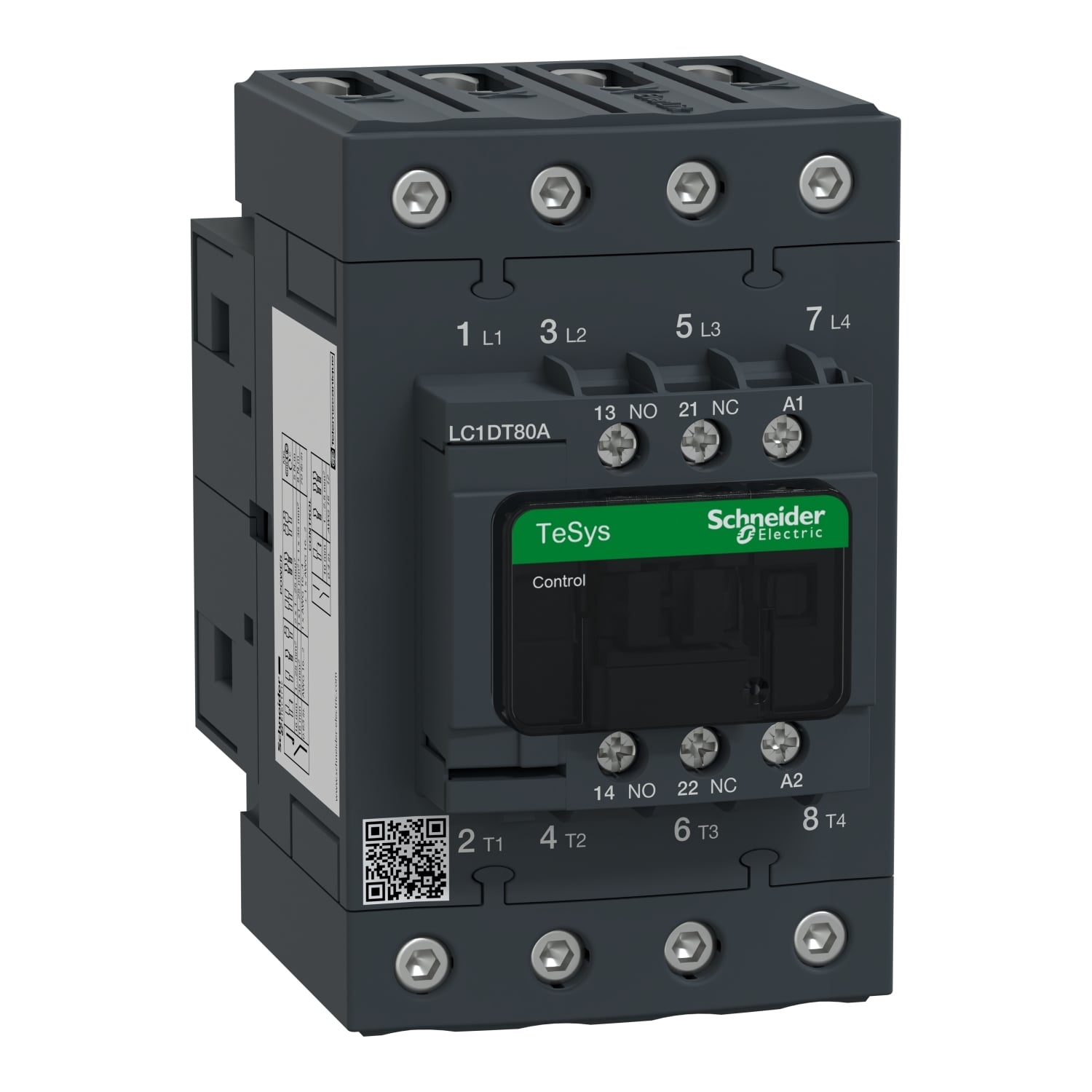 LC1DT80AF7 TeSys D Contactor With Safety Cover, 110 V AC V Coil, 80 A, 4NO Contact, 4 Poles