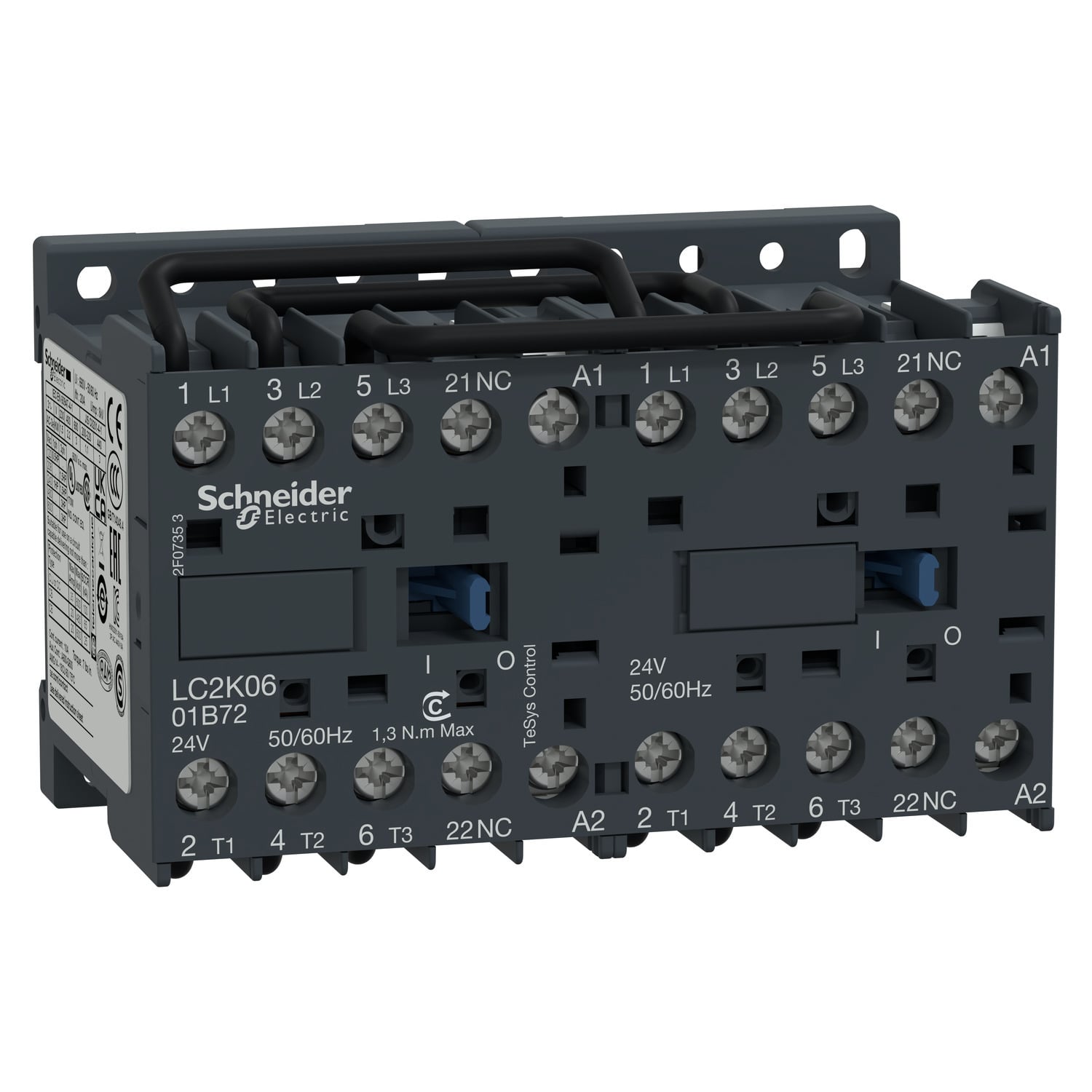 LC2K0601B72 TeSys K Reversing Contactor With Mechanical Lock, 24 V AC V Coil, 20 A, 3NO Contact, 3 Poles
