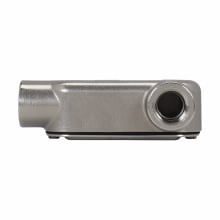 LR28SS Condulet Type LR Conduit Outlet Body With Cover and Neoprene Gasket, 3/4 in Hub, 8 Form, 8 cu-in Capacity, 316 Stainless Steel, Aluminum Acrylic Painted/Electro-Galvanized