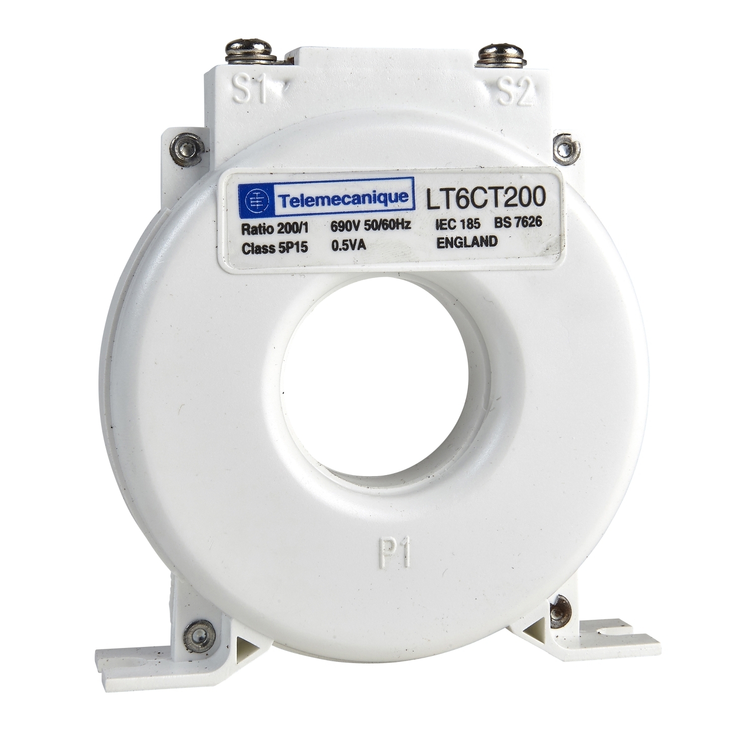 LT6CT2001 Class 5P External Mercury Free Solid Core Current Transformer, 200:1 Current Ratio, 200 A Primary, 1 A Secondary, 690 V AC, 50/60 Hz