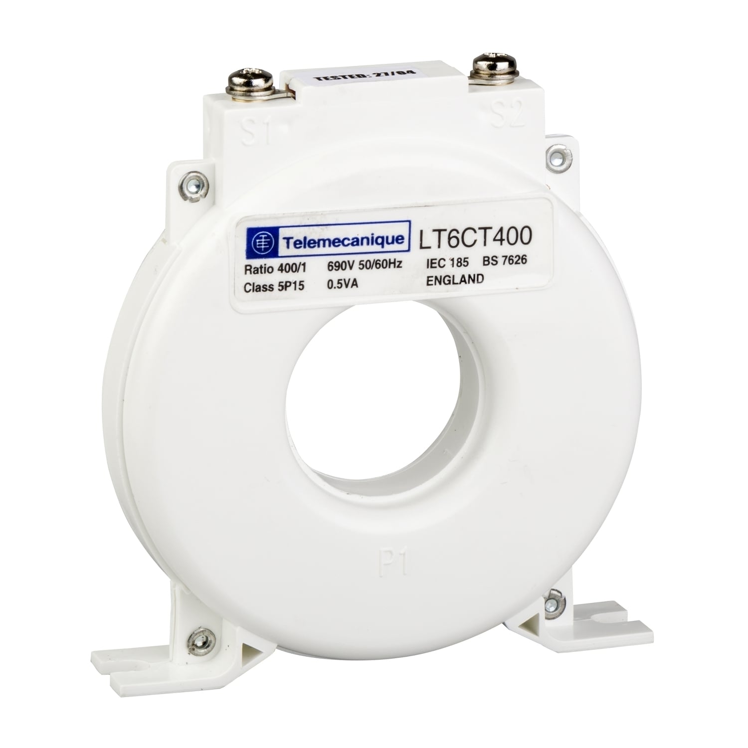 LT6CT4001 Class 5P External Mercury Free Solid Core Current Transformer, 400:1 Current Ratio, 400 A Primary, 1 A Secondary, 690 V AC, 50/60 Hz