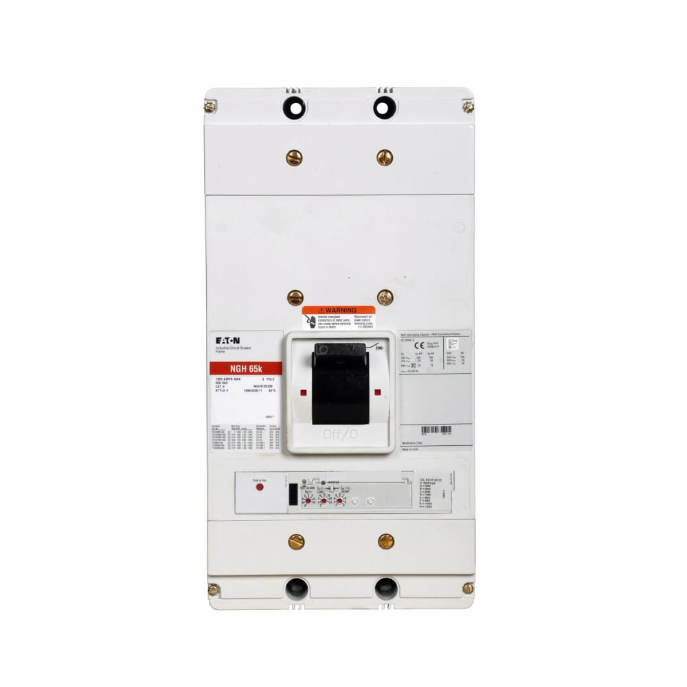 NGH308038E Type NGH High Interrupting Capacity Molded Case Circuit Breaker, 480 V AC, 800 A, 65/100 kA Interrupt, 3 Poles, Electronic Trip