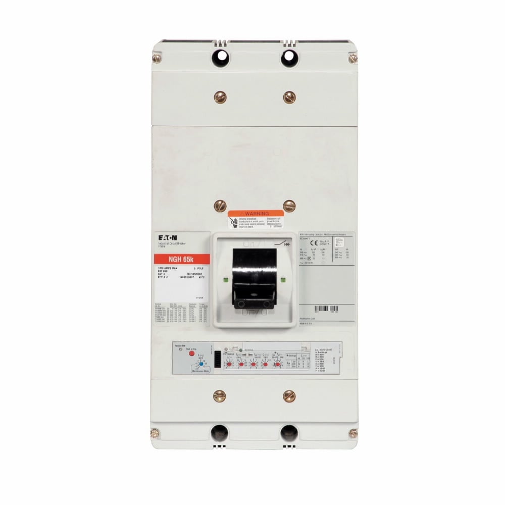 NGH312039E Type NGH High Interrupting Capacity Molded Case Circuit Breaker, 480 V AC, 1200 A, 65/100 kA Interrupt, 3 Poles, Electronic Trip